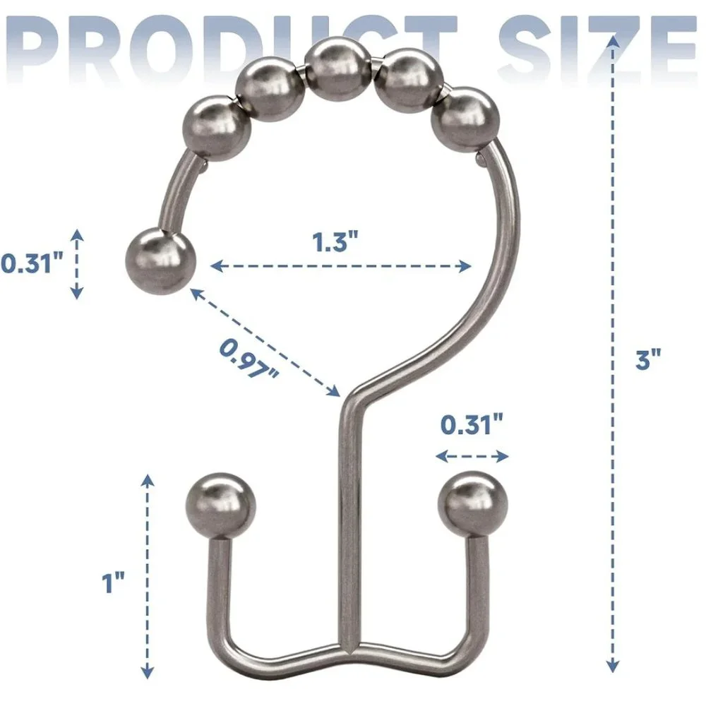 Metal Shower Curtain Hooks (12 ct, New)